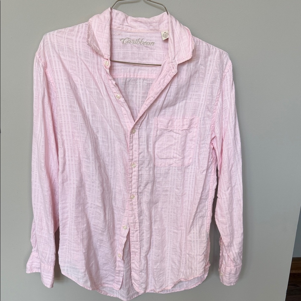 Caribbean Light Pink Casual Button Down linen Shirt